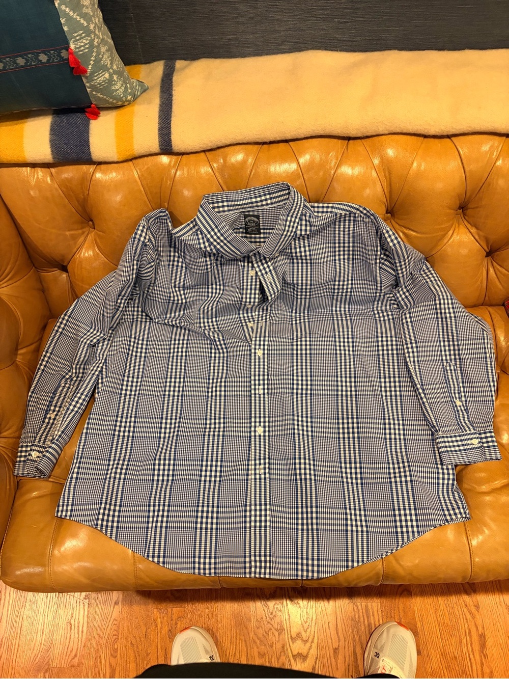 Brooks Brothers Blue and White Plaid Button-Down Shirt 3XL